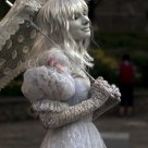 Woman with an umbrella.